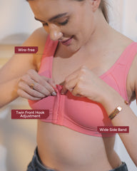 Front Open Active Sports Cotton Spandex Bra pink