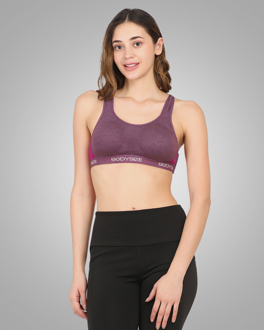 Side Hook Padded Sports Bra Purple
