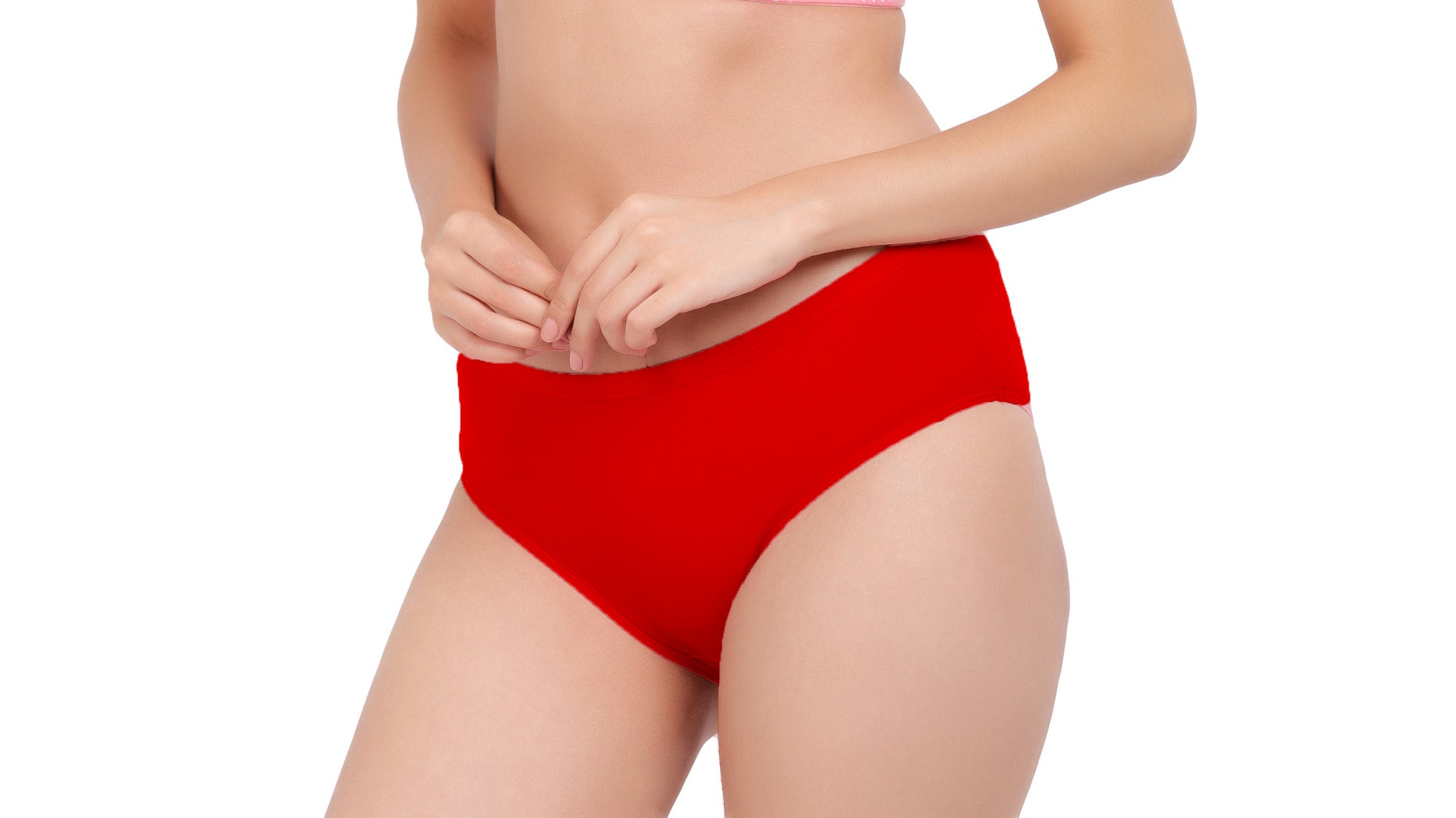 AN40 Cotton Lycra Mid-Waist Hipster Panty red