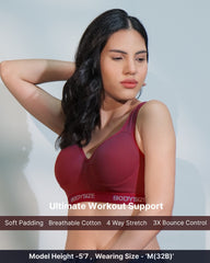 SF28 High Impact Padded Sports Maroon Bra