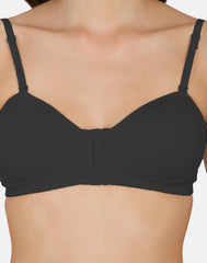Front Open Padded T-shirt Bra Black Colour