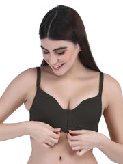 Front Open Padded T-shirt Bra full cup black