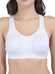 SF26 Side Hook Padded Sports Bra Melange White