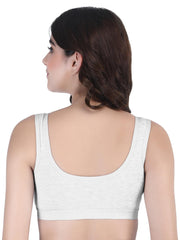 Front Open Sports Cotton Bra White Color