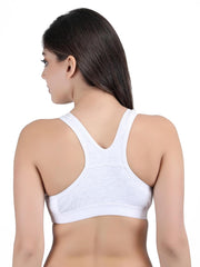 SF26 Side Hook Padded Sports Bra Melange White