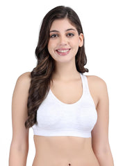 SF26 Side Hook Padded Sports Bra Melange White