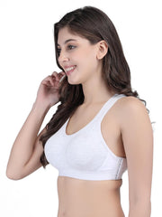 SF26 Side Hook Padded Sports Bra Melange White