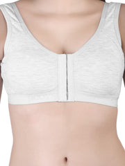 Front Open Sports Cotton Bra White Color
