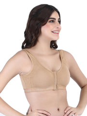 Front Open Sports Cotton Bra Beige Color