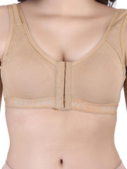 Front Open Sports Cotton Bra Beige Color