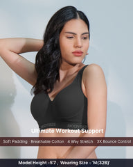 SF28 High Impact Padded Sports Black Bra