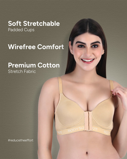 Front Open Padded T-shirt Bra full cup skin