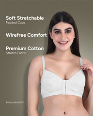 Front Open Padded T-shirt Bra full cup white