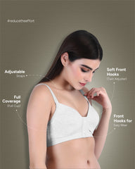 Front Open Padded T-shirt Bra full cup white