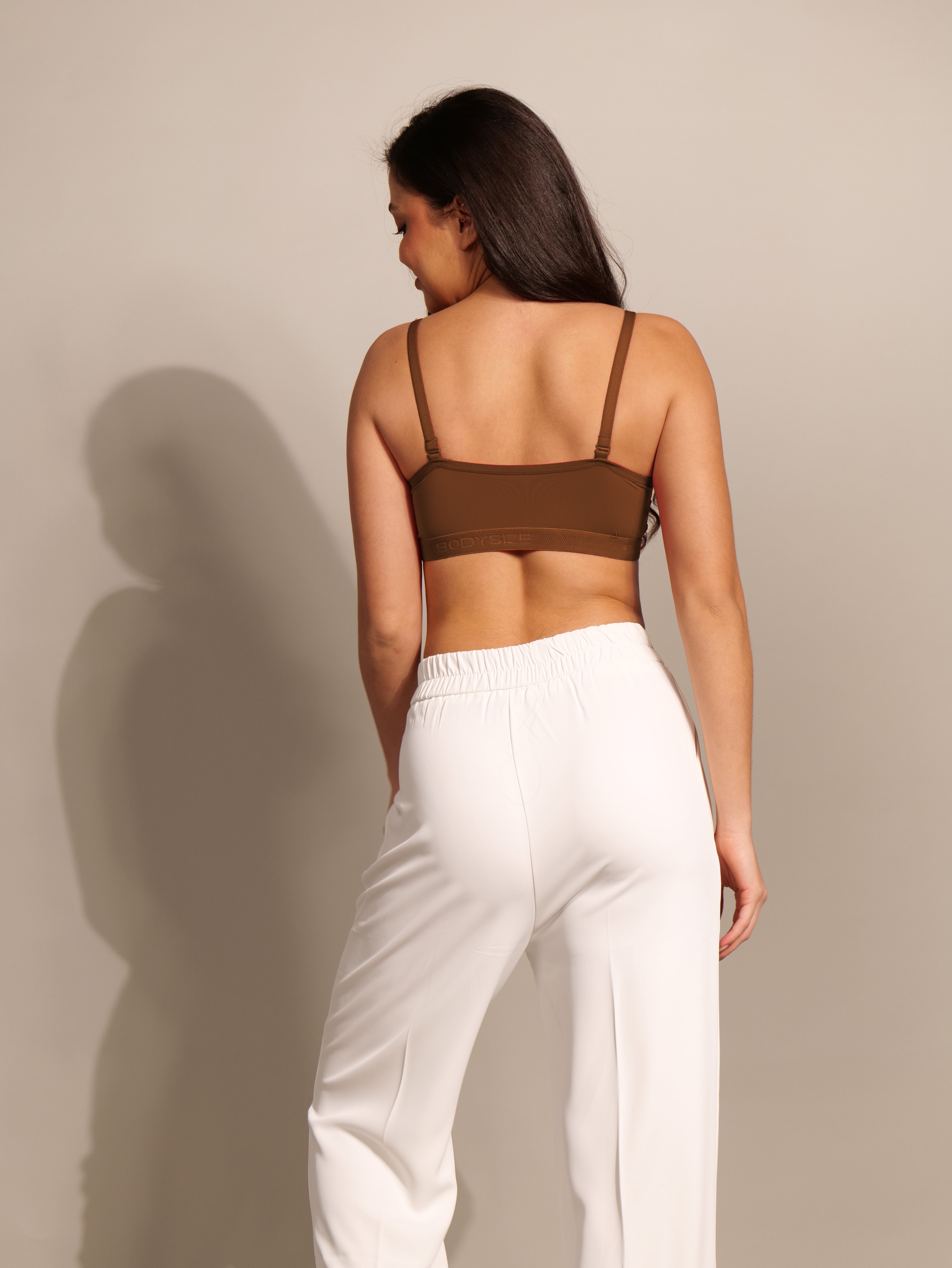 SF32 Padded Sports Slip-On Bra Brown Colour