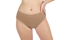 Cotton Melange Mid-Waist Panties Light Brown Colour