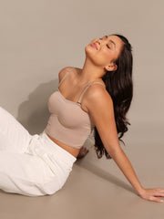 Blizz Camisole Nylon Padded Crop Top (Built-in Bra)