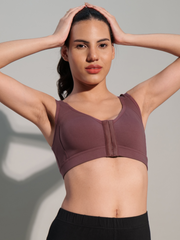Front Open Active Sports Cotton Spandex Bra mulberry