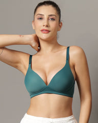 Curvy Padded Bra Green Colour