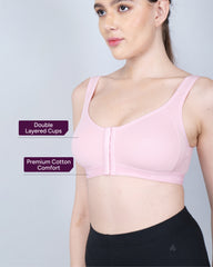 Front Open Sports Cotton Bra blush