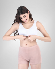 Front Open Sports Cotton Bra White Color