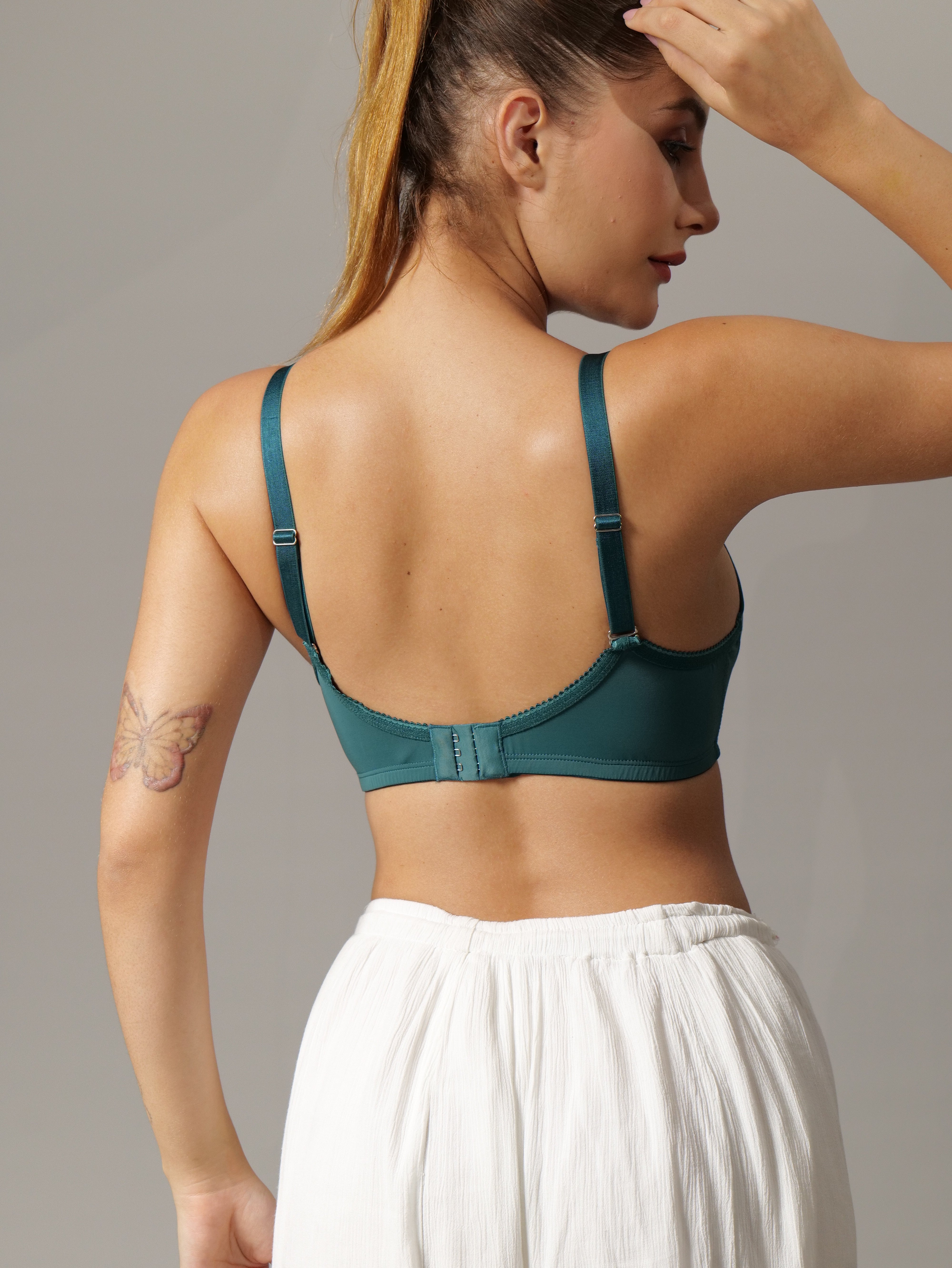 Curvy Padded Bra Green Colour