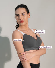 Women Yoga Sports Bra Grey Color
