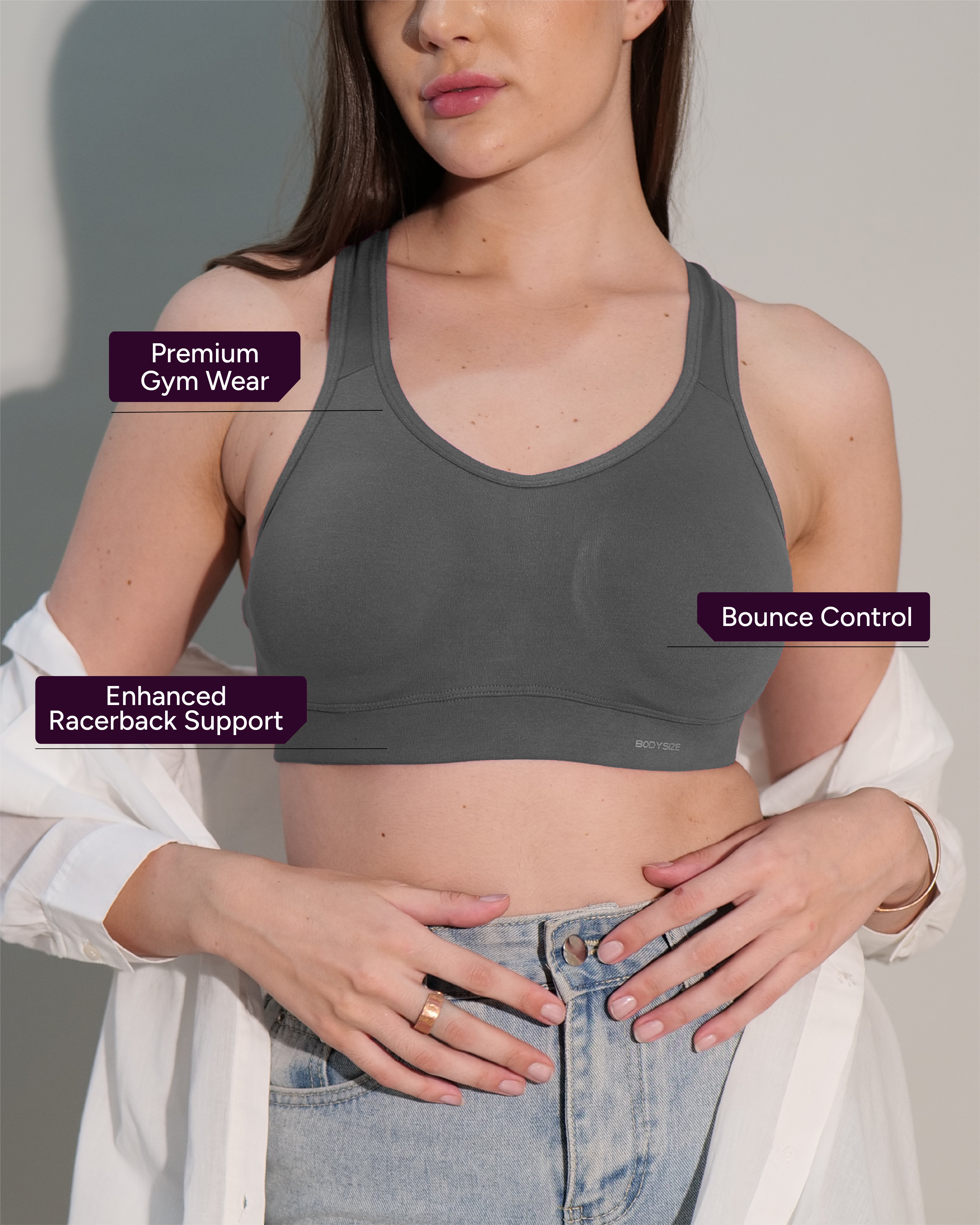 Heavily Padded Sports Bra Grey