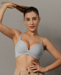 Curvy Padded Bra Grey Colour