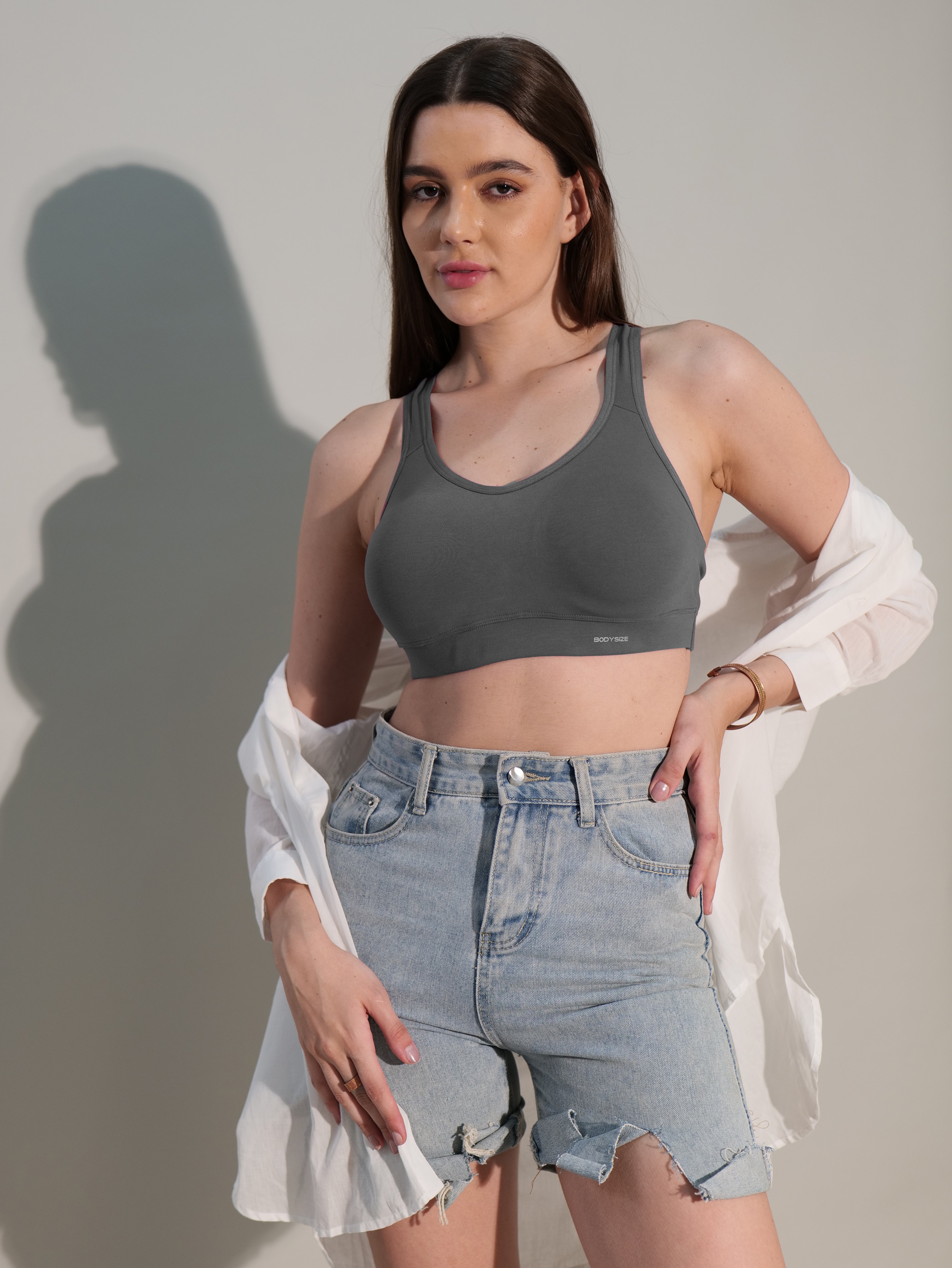 Heavily Padded Sports Bra Grey