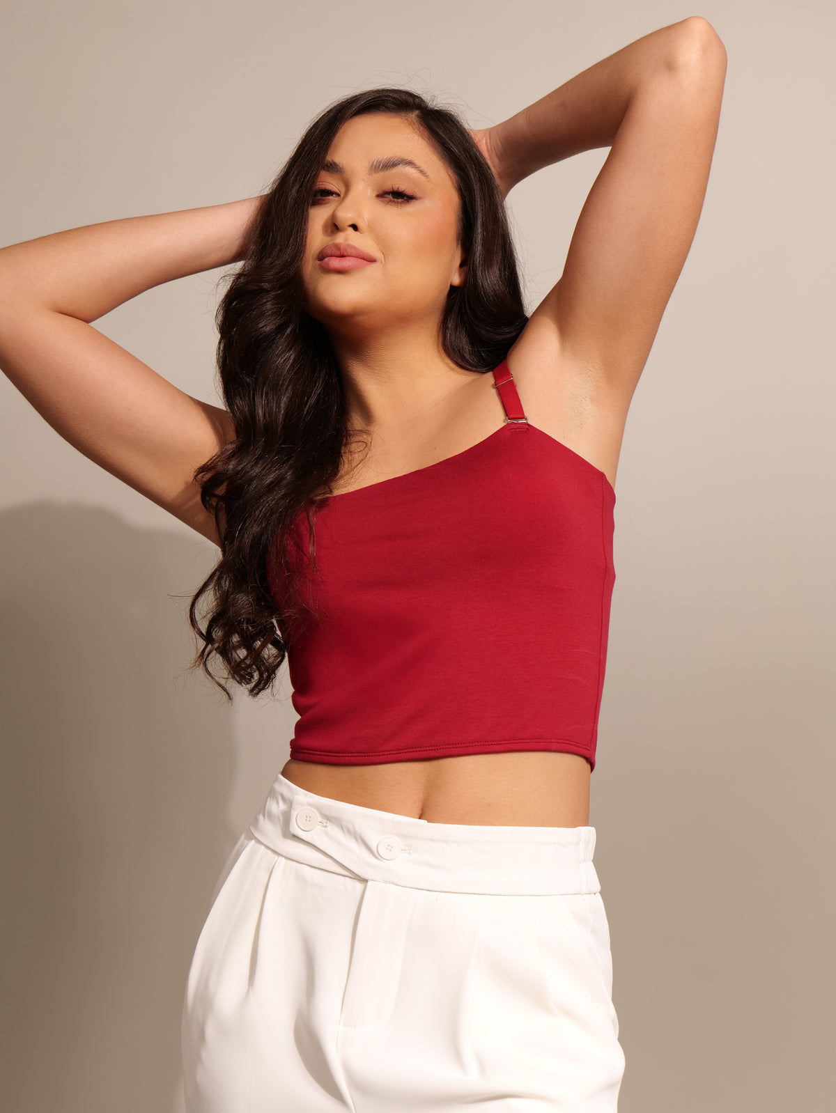 Blizz Camisole Cotton Padded Top Built-in Bra Maroon Colour