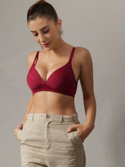 Curvy Padded Bra Maroon Colour