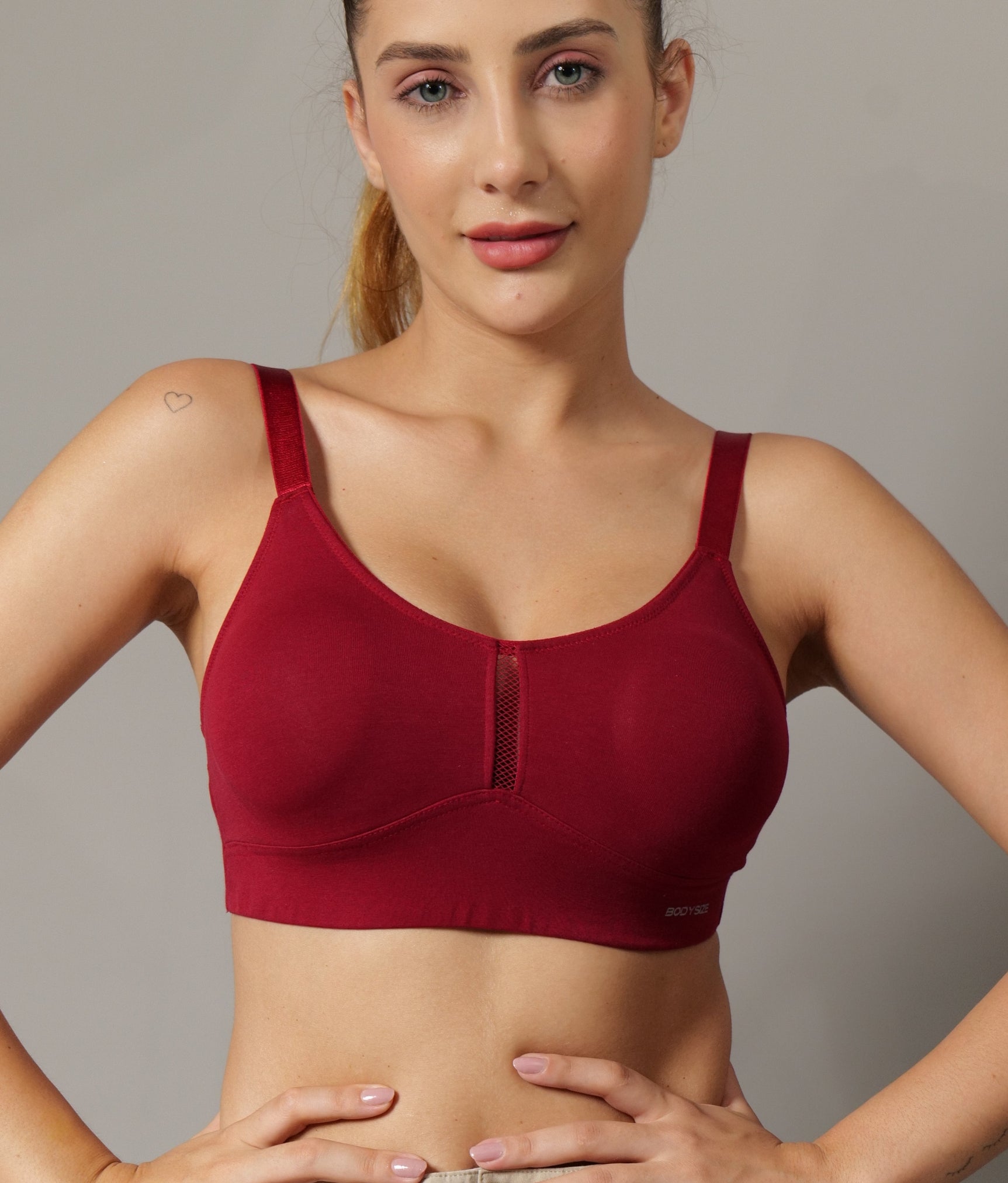 Breeze Everyday Slip Attached Bra in Maroon Colour