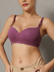 Ela Balconette Demi Cup Padded Bra Mulberry Colour