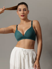 Curvy Padded Bra Green Colour