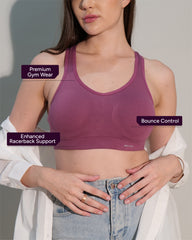 Heavily Padded Sports Bra Purple Color