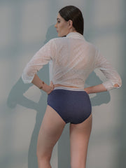 P10 Melange Cotton Hipster Mid-Waist Panty blue