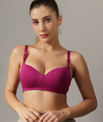 Ela Balconette Demi Cup Padded Bra Raspberry Colour