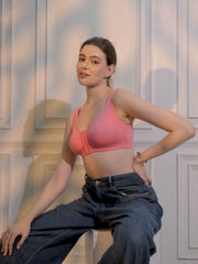 Front Open Active Sports Cotton Spandex Bra pink
